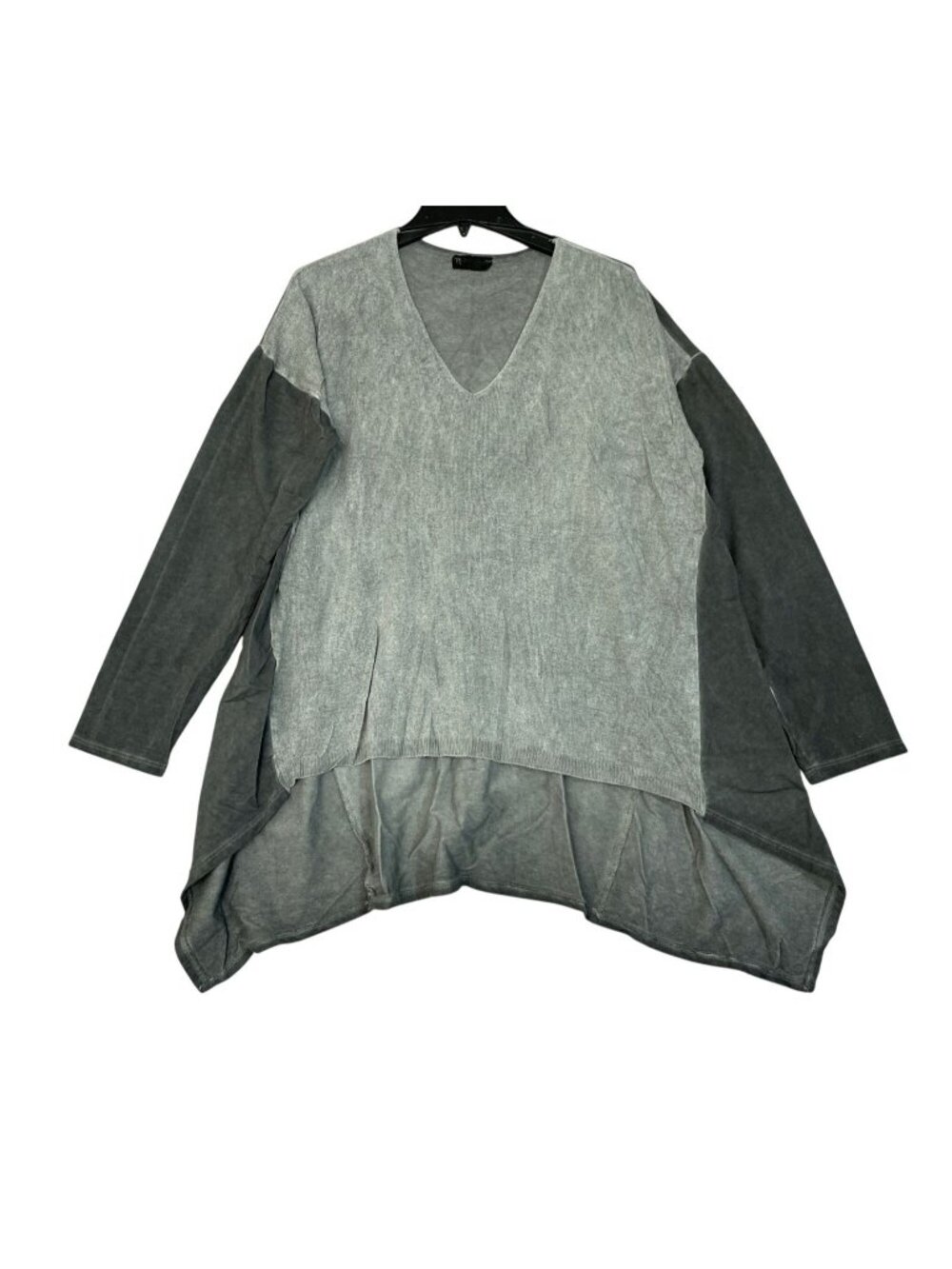 Bella Amore Women's S/M Gray Tie-Dye Long Sleeve V-Neck Tunic Sweater F1305